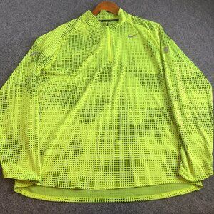 Nike Pullover Mens 1/4 Zip XL Yellow Neon Green Hi Vis Reflective Running